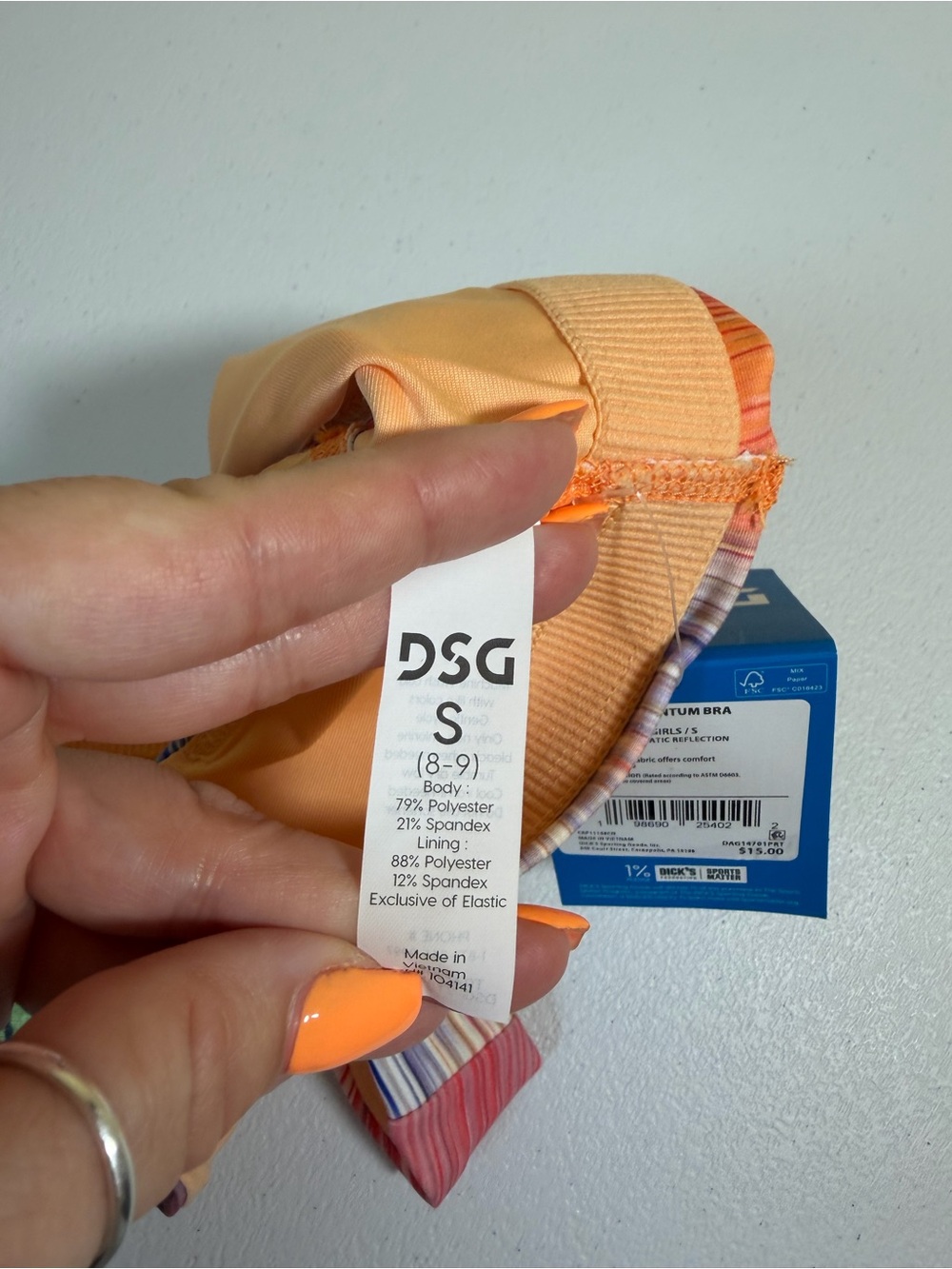 DSG Girls 2 Piece Activewear Set Rainbow Crop Tank & Orange Tiered Skort S/M NWT - Picture 3 of 12